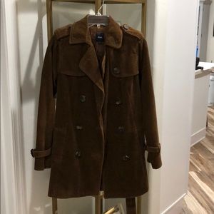 Brown Gap corduroy pea coat, size small.